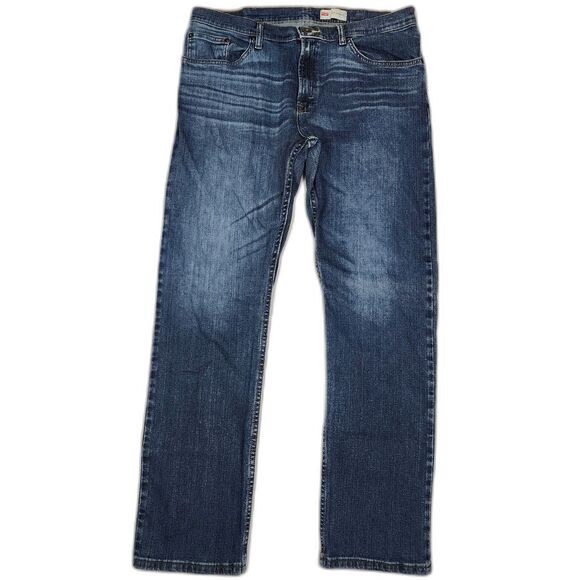 Wrangler Premium Quality Slim Straight Dark Denim Jeans Men's Size 36 x 32 - Picture 1 of 11